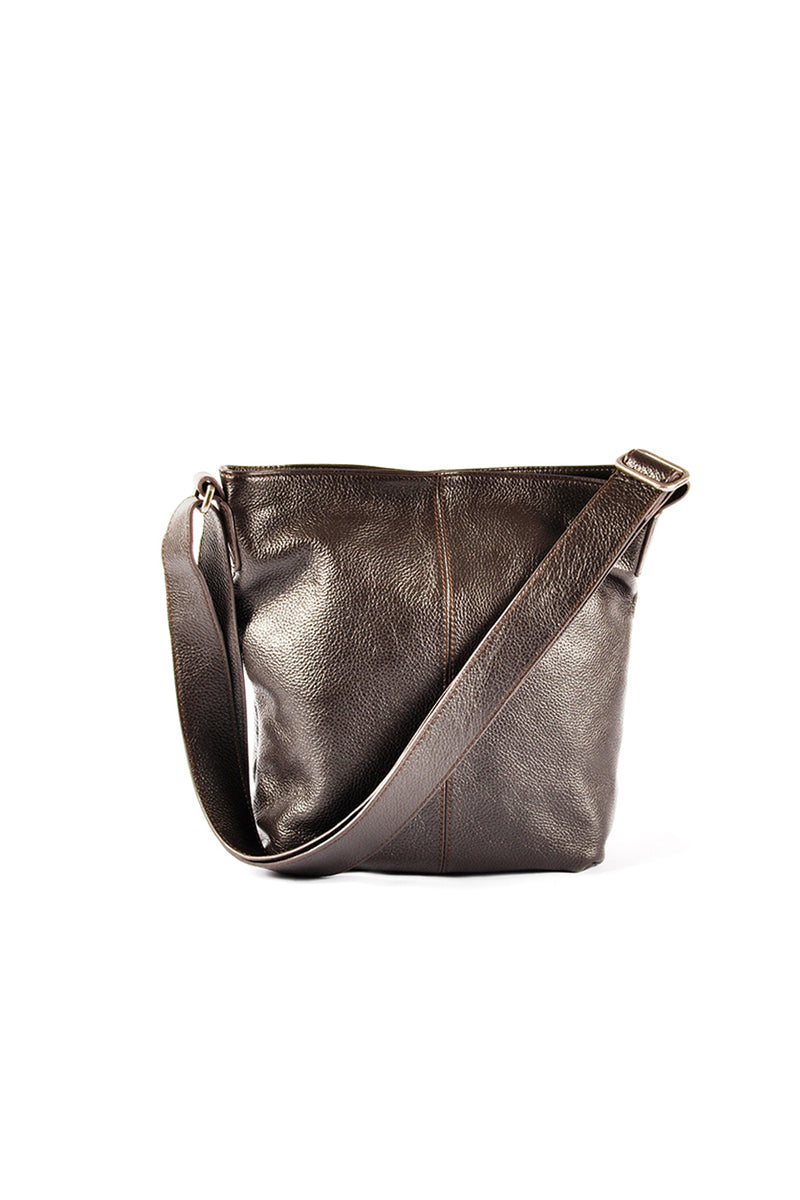 Small Shoulder Bag | Grained Leather | Brown