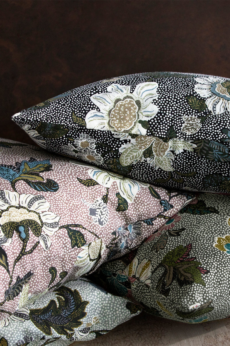  Cushion Cover | Flower Linen Collection | Black