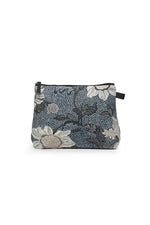 Cosmetic Bag | Flower Linen | Denim Bue