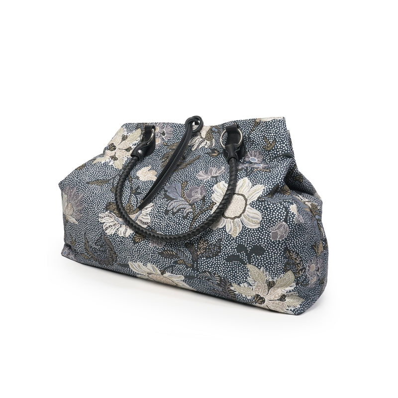 Weekend Bag Flower Linen | Blue