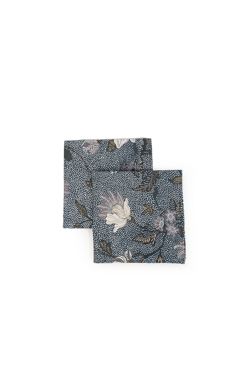  Napkins 45x45cm | Flower Linen | Denim Blue