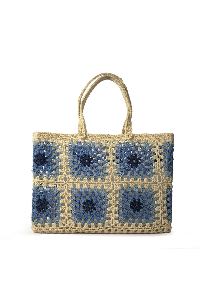 Basket | Grids Crochet | White-Blue