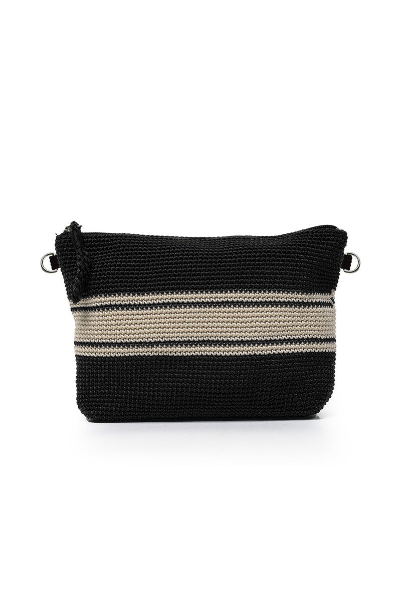 Stripe Cosmetic Bag | Crochet | Black