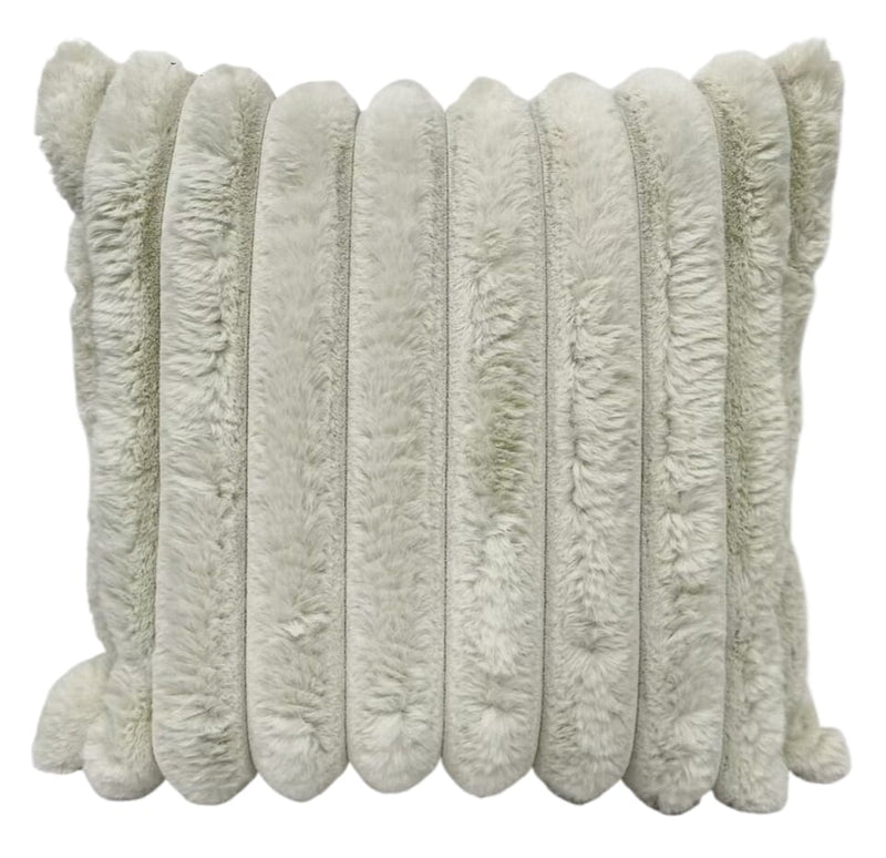 Cushion Cover Fake Fur | Stripe Off White