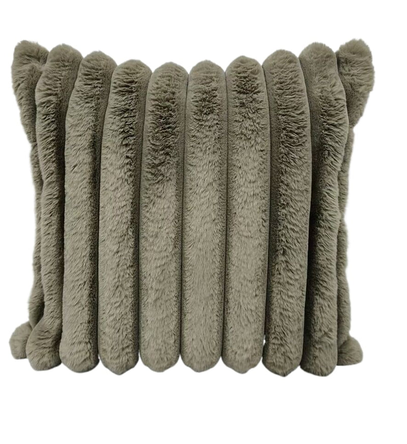 Cushion Cover Fake Fur | Stripe Grey