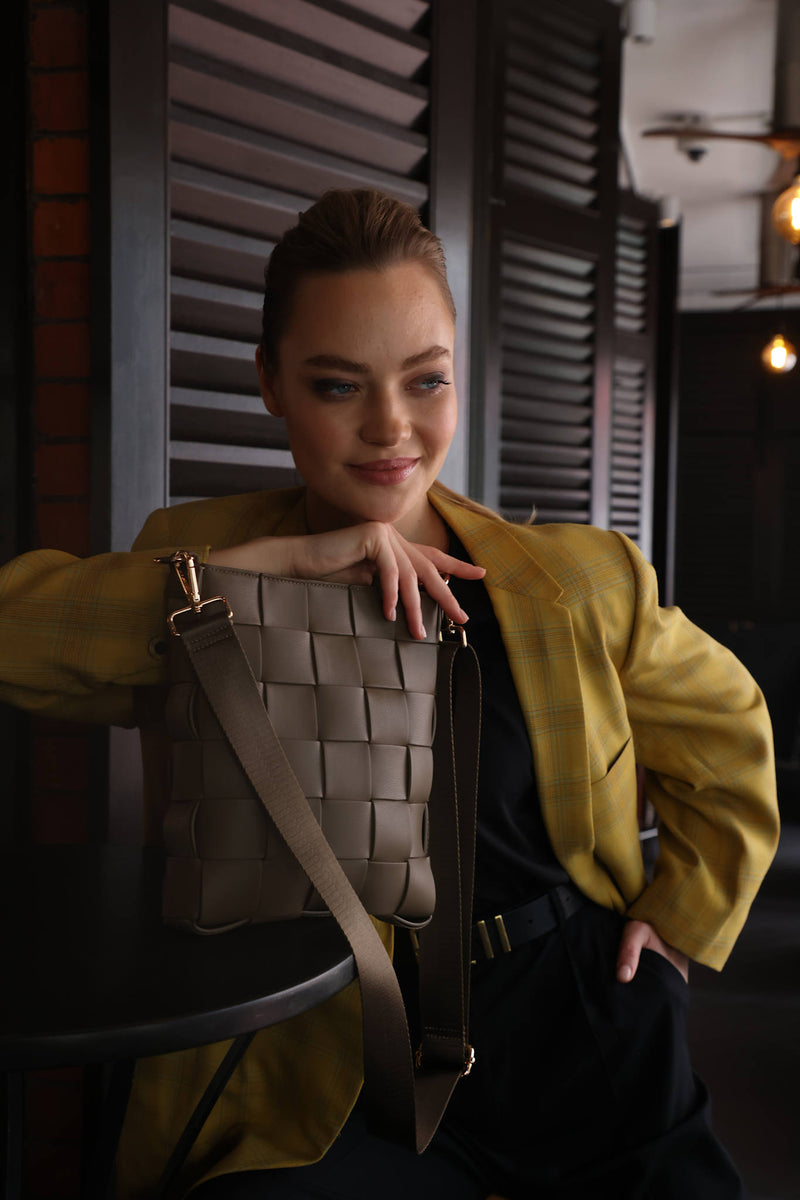 Shoulder Bag | Braided Strap | Taupe