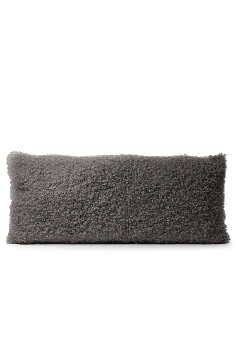 Long Cushion Cover | Curly Lamb Fake Fur Collection | Grey