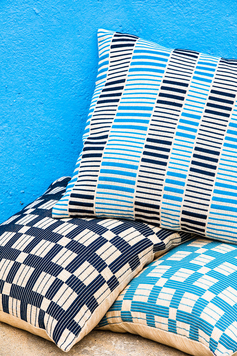 Cushion Cover Stripe Braided | Blue