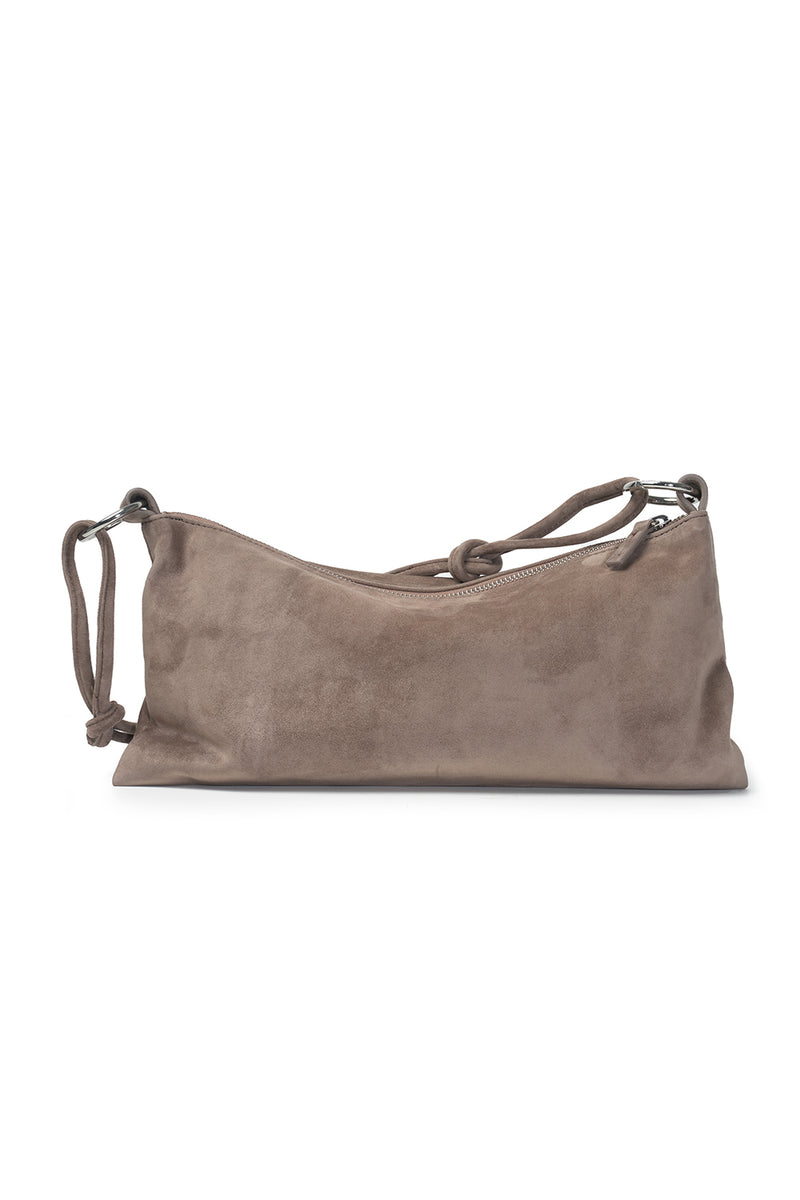 Suede Evening Bag | Knotted Handle | Taupe