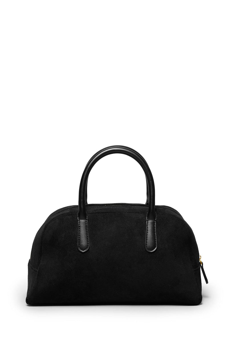 Fake Suede Bowling Bag | Black