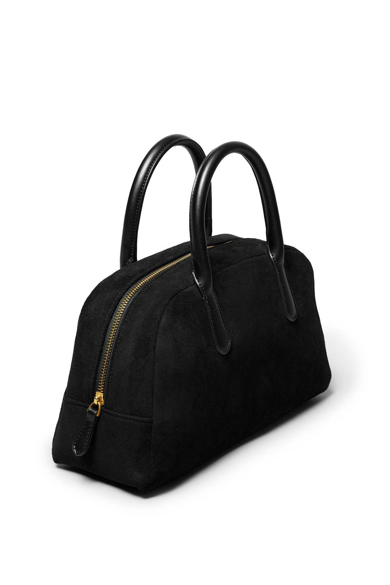 Fake Suede Bowling Bag | Black