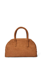 Fake Suede Bowling Bag | Cognac