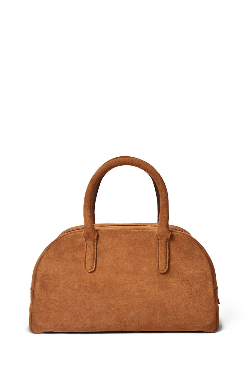 Fake Suede Bowling Bag | Cognac