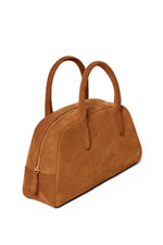 Fake Suede Bowling Bag | Cognac