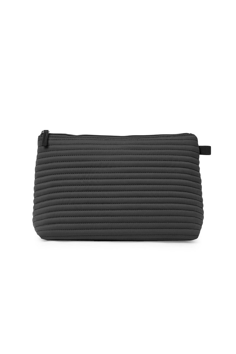Cosmetic Bag | Soft Quilted Stripes | Black