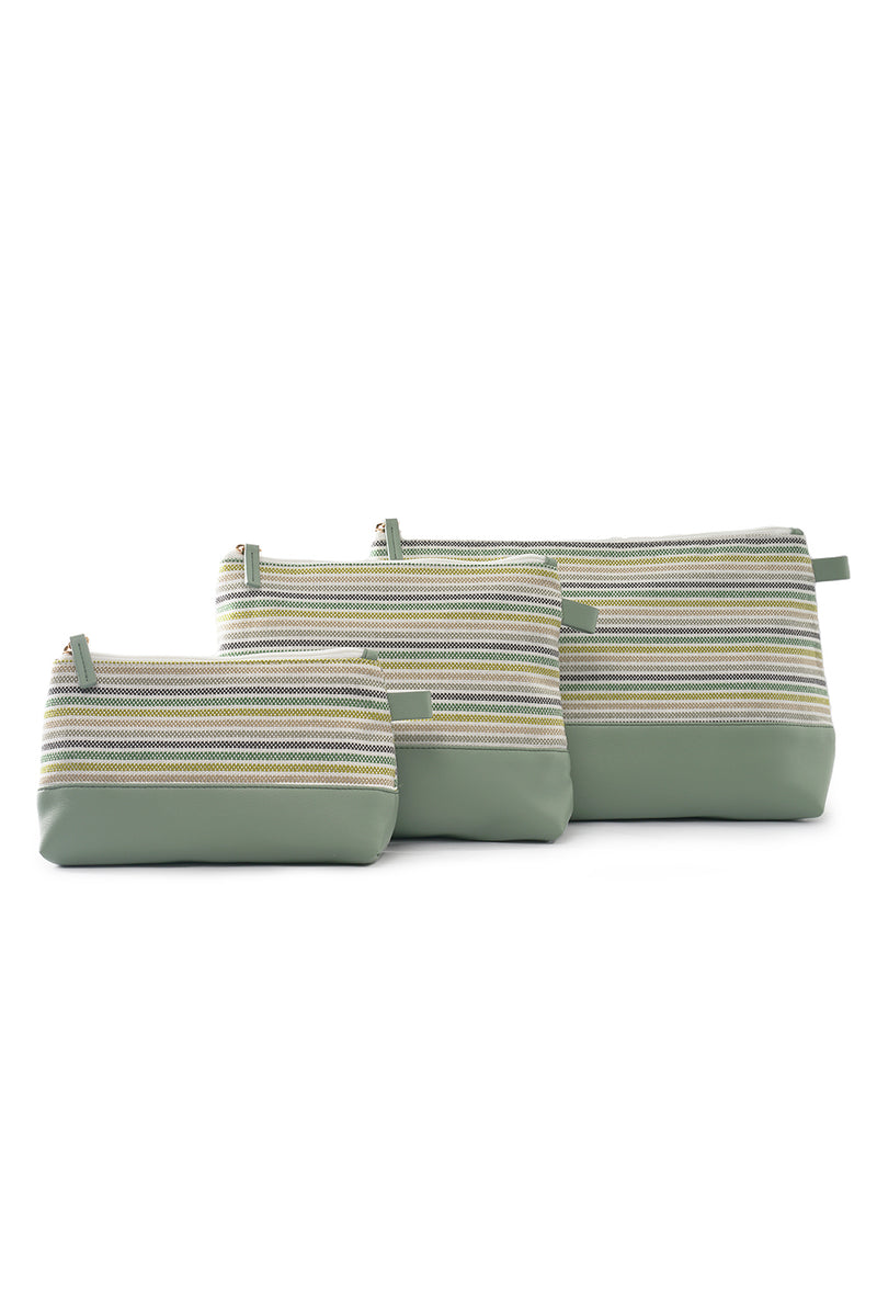 Cosmetic Bag | Striped | Green