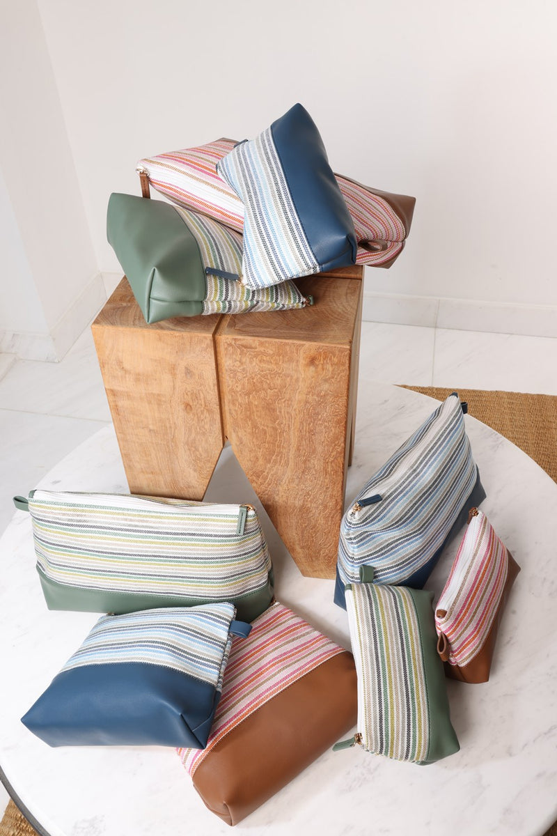 Cosmetic Bag | Striped | Blue