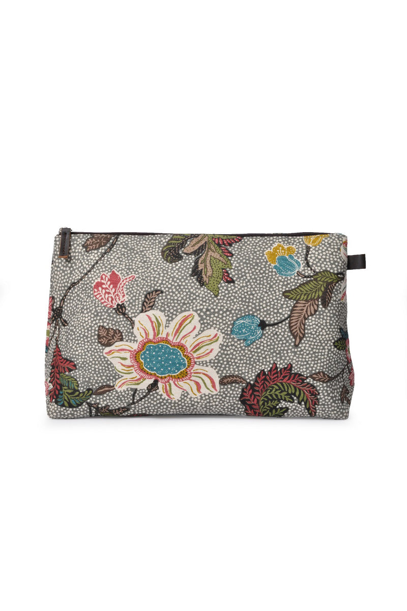 Cosmetic Bag | Flower Linen Collection | Grey