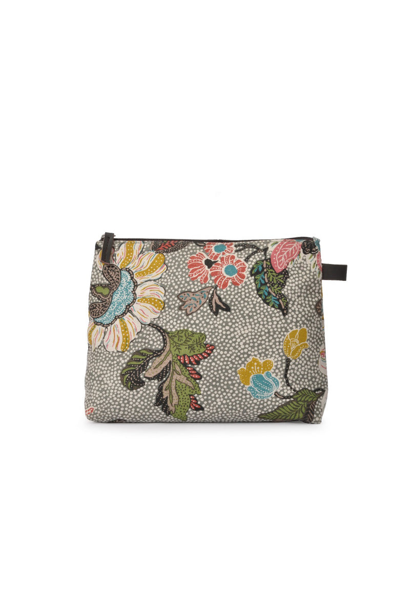 Cosmetic Bag | Flower Linen Collection | Grey