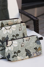 Cosmetic Bag | Flower Linen Collection | Soft Green