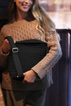 Small Shoulder Bag | Soft Quilted Stripes | Black