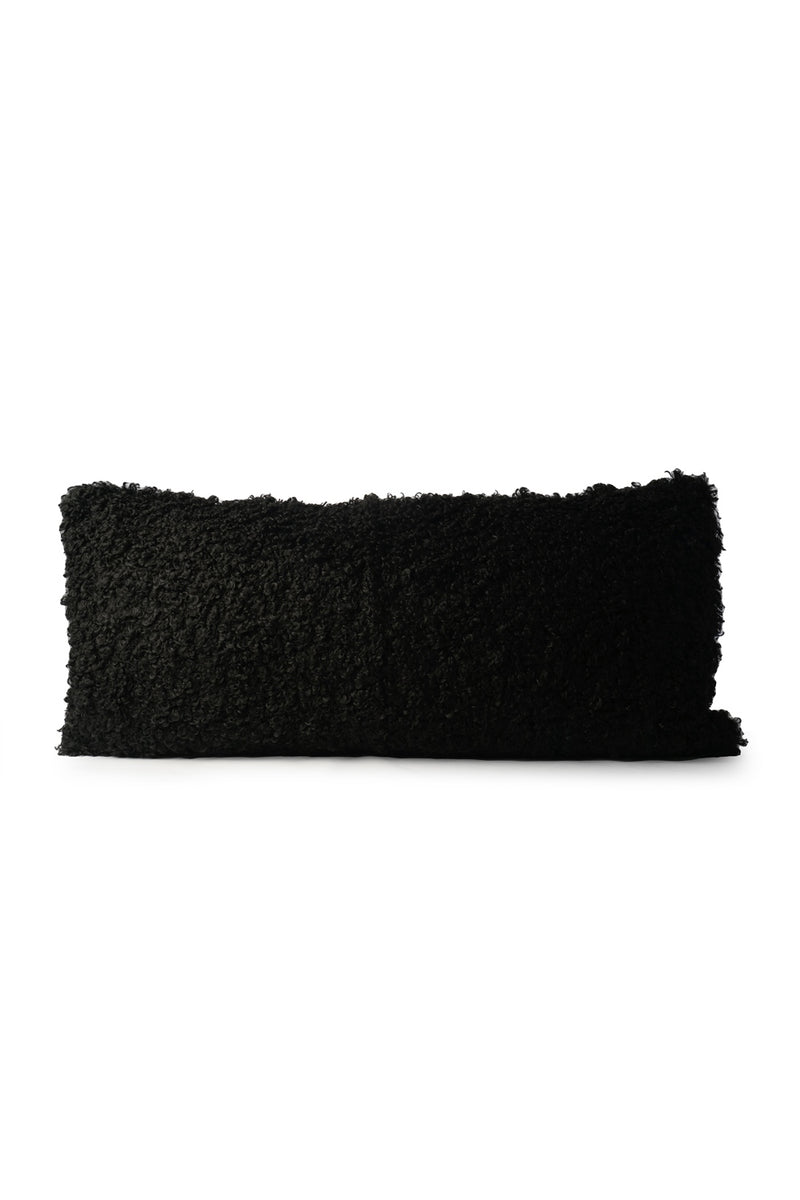 Long Cushion Cover | Curly Lamb Fake Fur Collection | Black